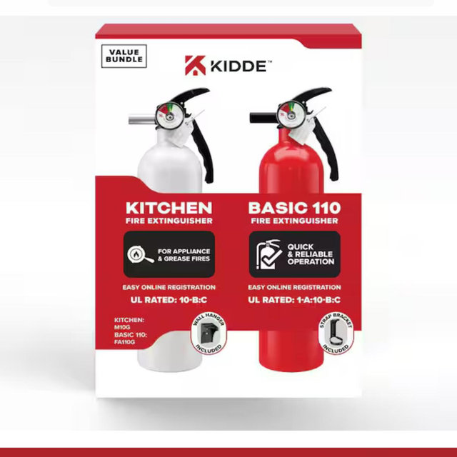 Kidde Residential and Kitchen 1-A:10-B:C Class ABC and Class BC 5.5 lbs. Fire Extinguisher (2-Pack), FA110G;M10G 21030930