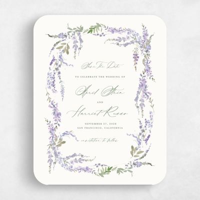 Purple Rounded Wedding Save the Date - Riga Portrait