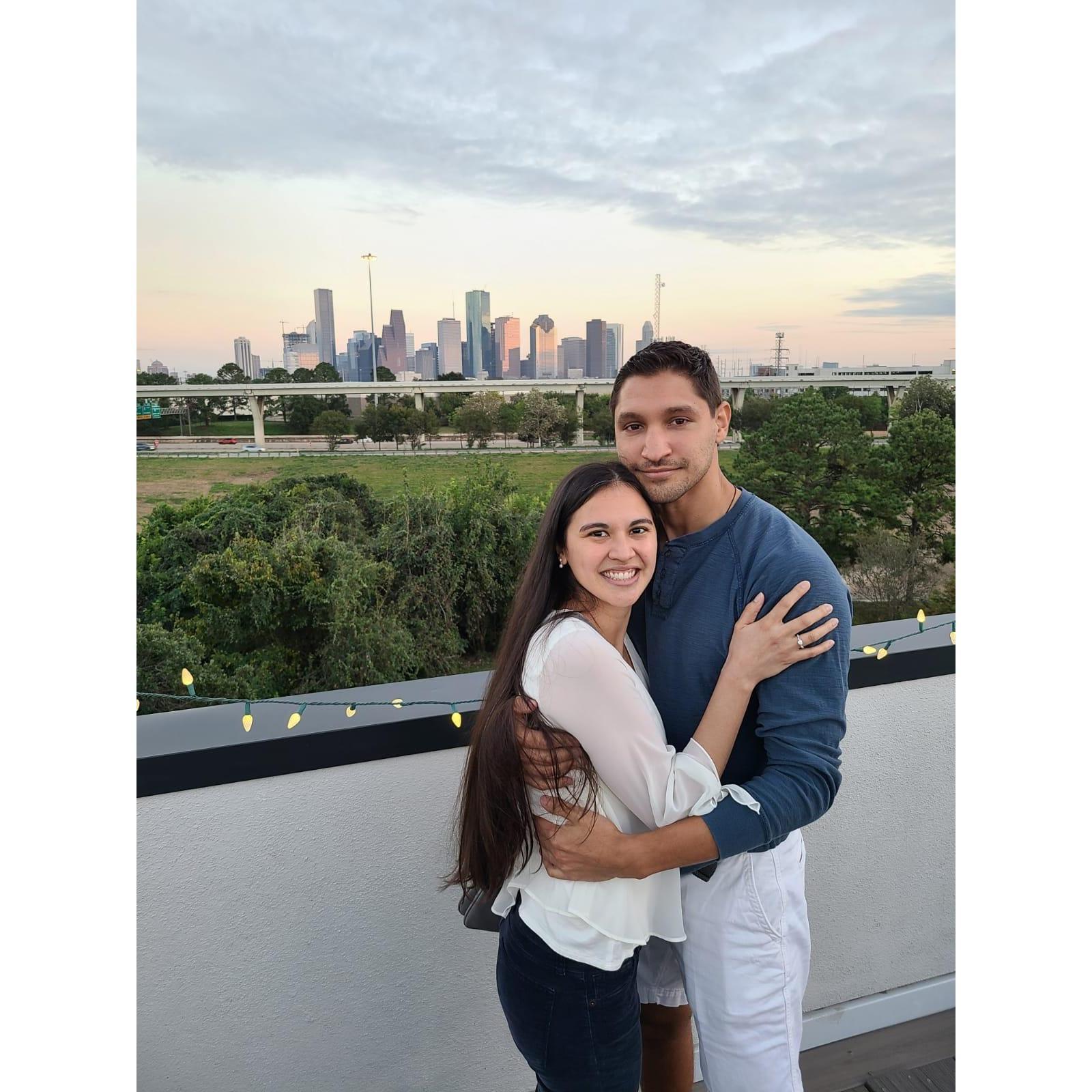 Soon after we got engaged, we had a rooftop party with Downtown as a perfect backdrop!