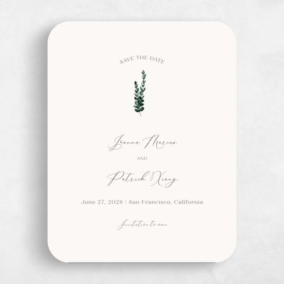 Beige Rounded Wedding Save the Date - Stanley Portrait