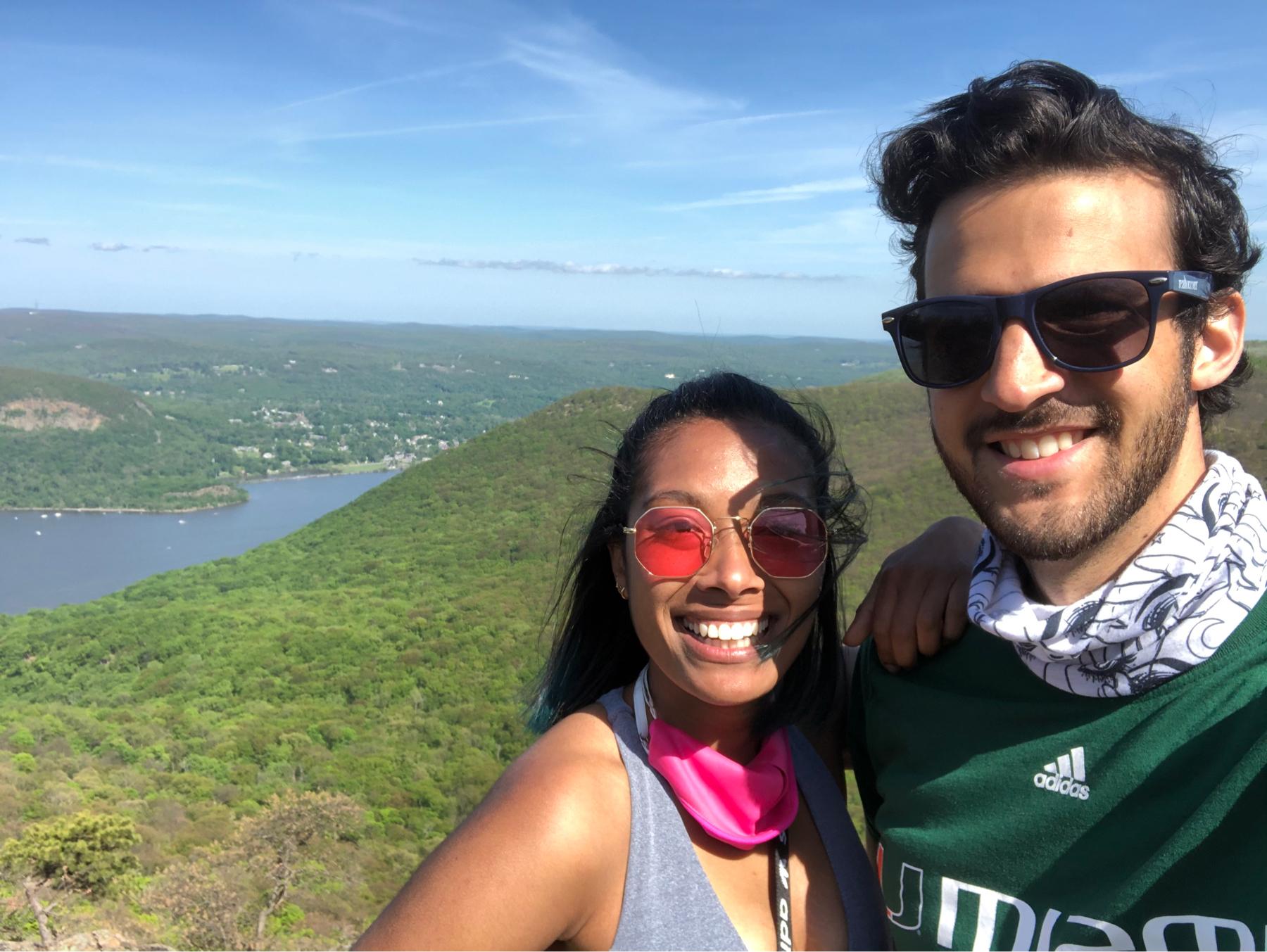 Our first photo together at the summit of our first hike together! May 2020 on Storm King Mountain (NY).