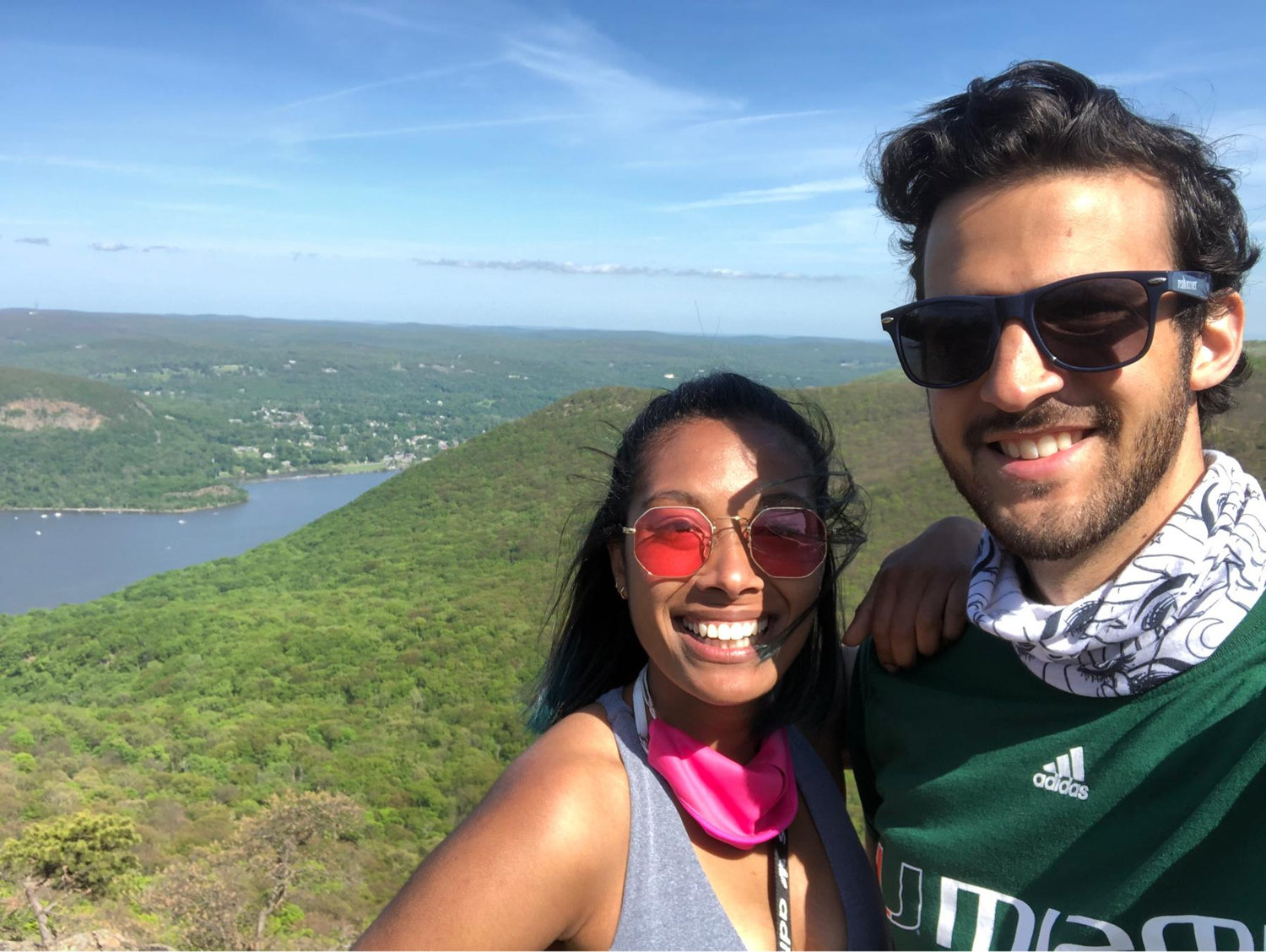 Our first photo together at the summit of our first hike together! May 2020 on Storm King Mountain (NY).