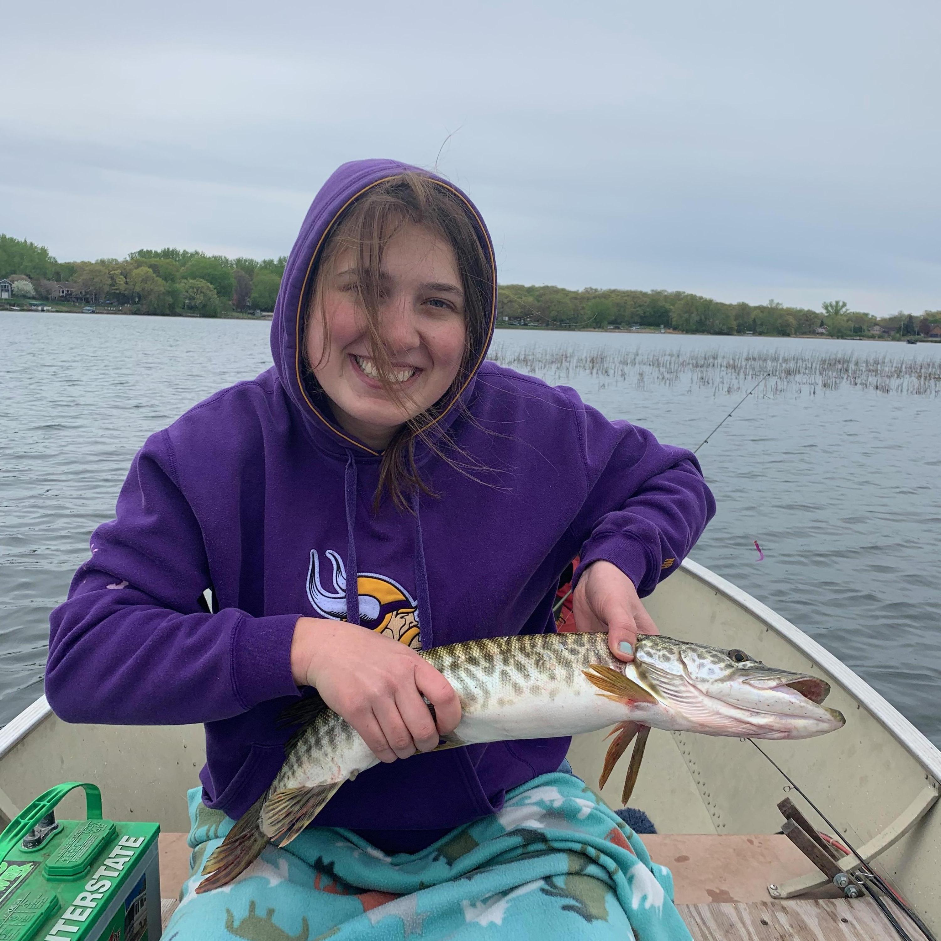 Cara's first Muskie! (Thank's to Ben's knowledge of all the good fish spots)