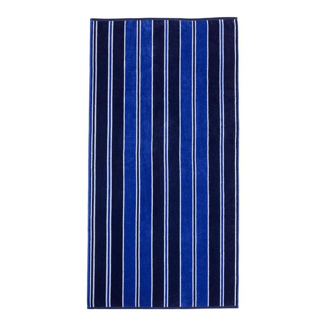 Cotton Stripe Oversized 34” x 64” Beach Towel, Blue - Blue Nile Mills