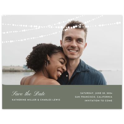 Dark Sage, Green Wedding Digital Save the Date - Moonlight Landscape