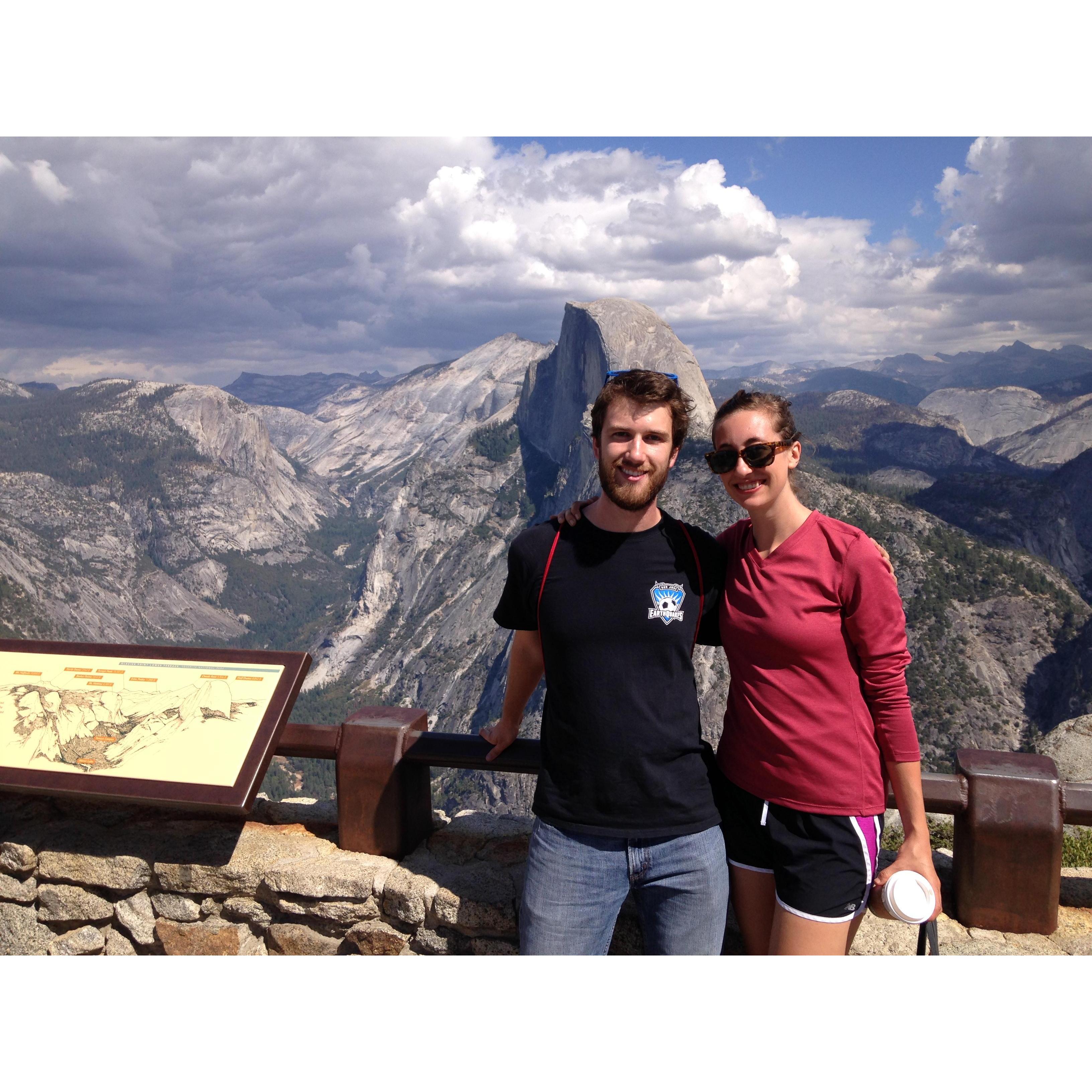 Our first trip up to Yosemite together. We said "I love you" for the first time after we got back!
Fun fact: On this hike, we failed to bring water and begged some off a trail runner.
