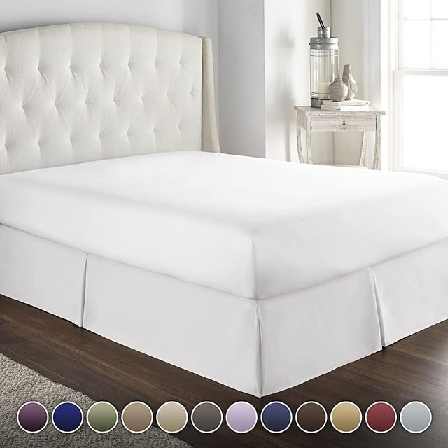 Hotel Luxury Bed Skirt/Dust Ruffle 1800 Platinum Collection-14 inch Tailored Drop, Wrinkle & Fade Resistant, Linens (Full, White)