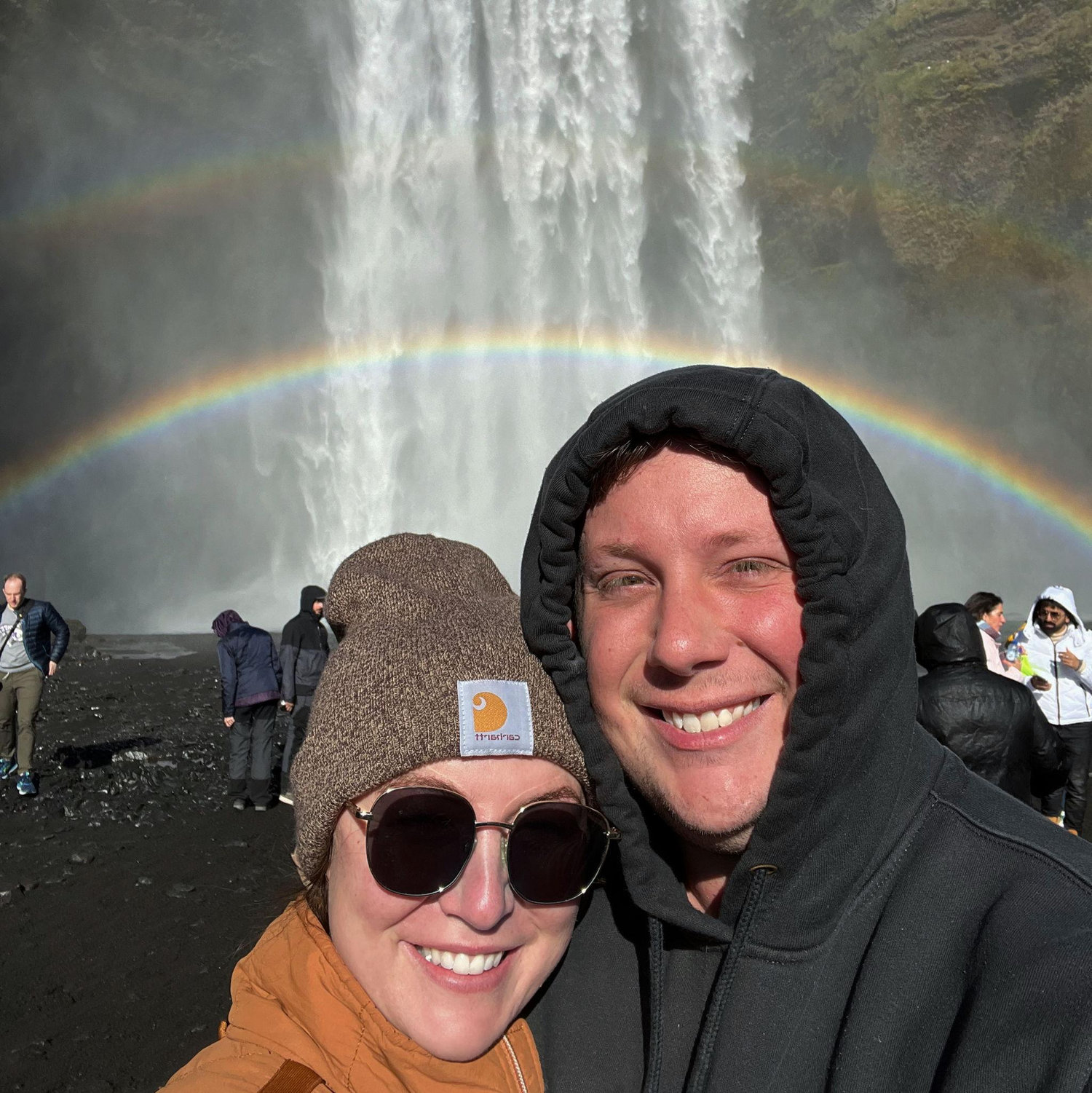 Spent a lot of time chasing waterfalls in Iceland after getting engaged in Brugge! Our first international trip together.