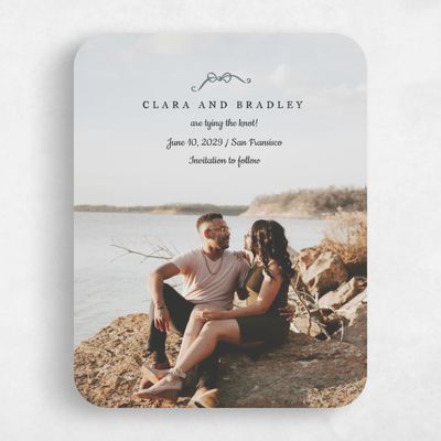 Black Rounded Wedding Save the Date - Camarine Photo