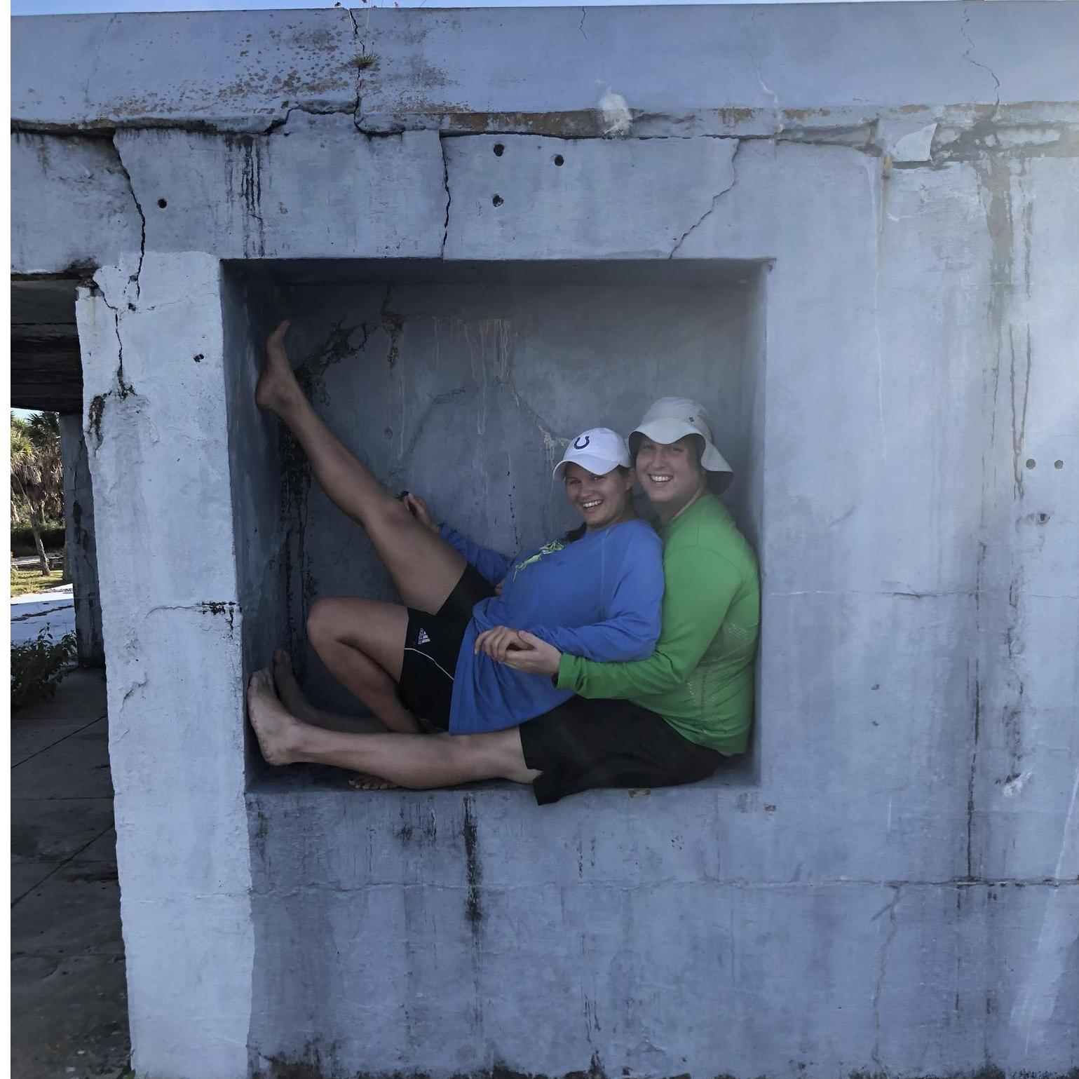 At Egmont Key we found this hole where 4 people were standing saying they couldn’t all fit in it. I said “not with that attitude.” They all climbed in, and I took their picture. Then we followed suit.