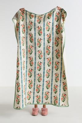 Gauze Cotton Sherpa Floral Printed Throw Blanket