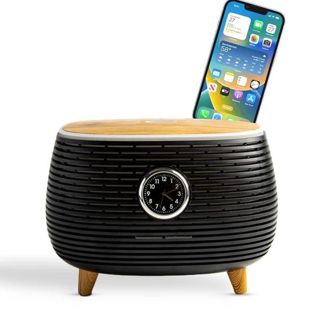 SG Essentials Wooden Grain Diffuser - Aromatherapy Essential Oil Grain Diffuser | Bluetooth Speaker, Clock, and Auto Shut-Off Mode | Cool Mist Humidifier for Yoga Spa | 400 ML