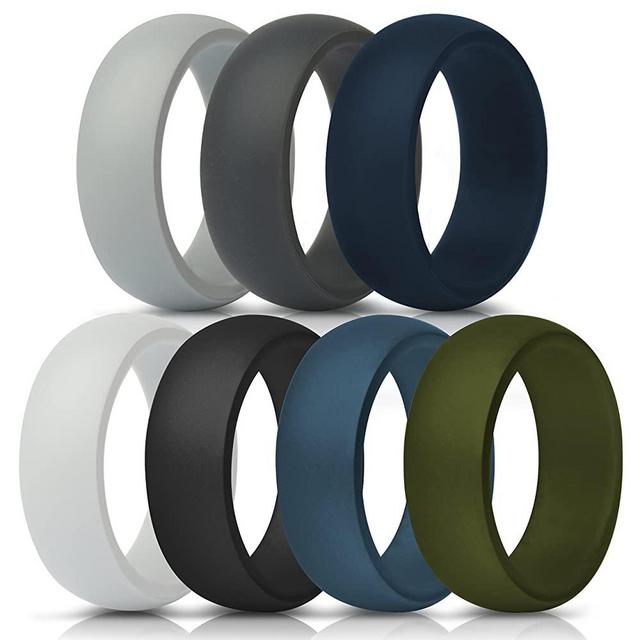 ThunderFit Silicone Rings, 7 Rings / 4 Rings / 1 Ring Wedding Bands for Men - 8.7 mm Wide - 2.5mm Thick