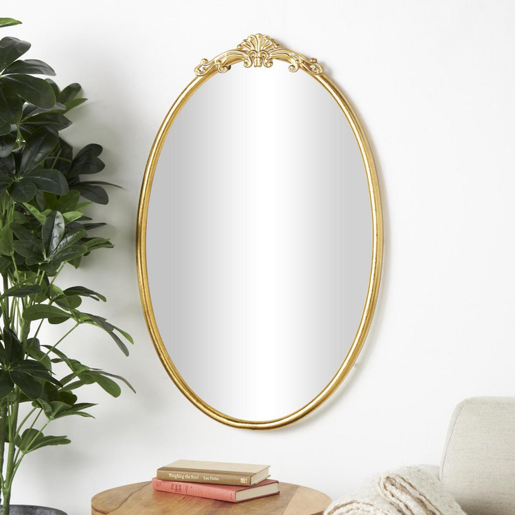 Tisbury Lane, Scroll Ornate Baroque Oval Wall Mirror | Zola