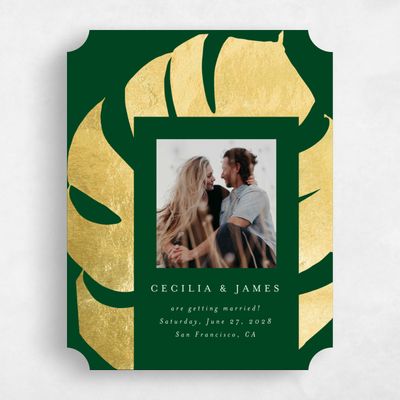 Green Ticket Wedding Save the Date - Maui Frame Foil