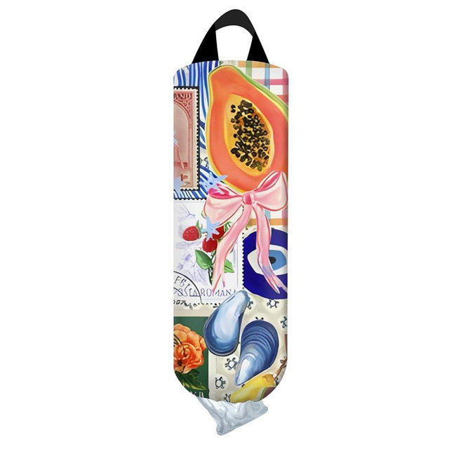 AYBELWG Plastic Bag Holder, Wall Mount Grocery Bag Organizer, Funny Hanging Trash Bag Storage Dispenser for Home Kitchen Cute Orange