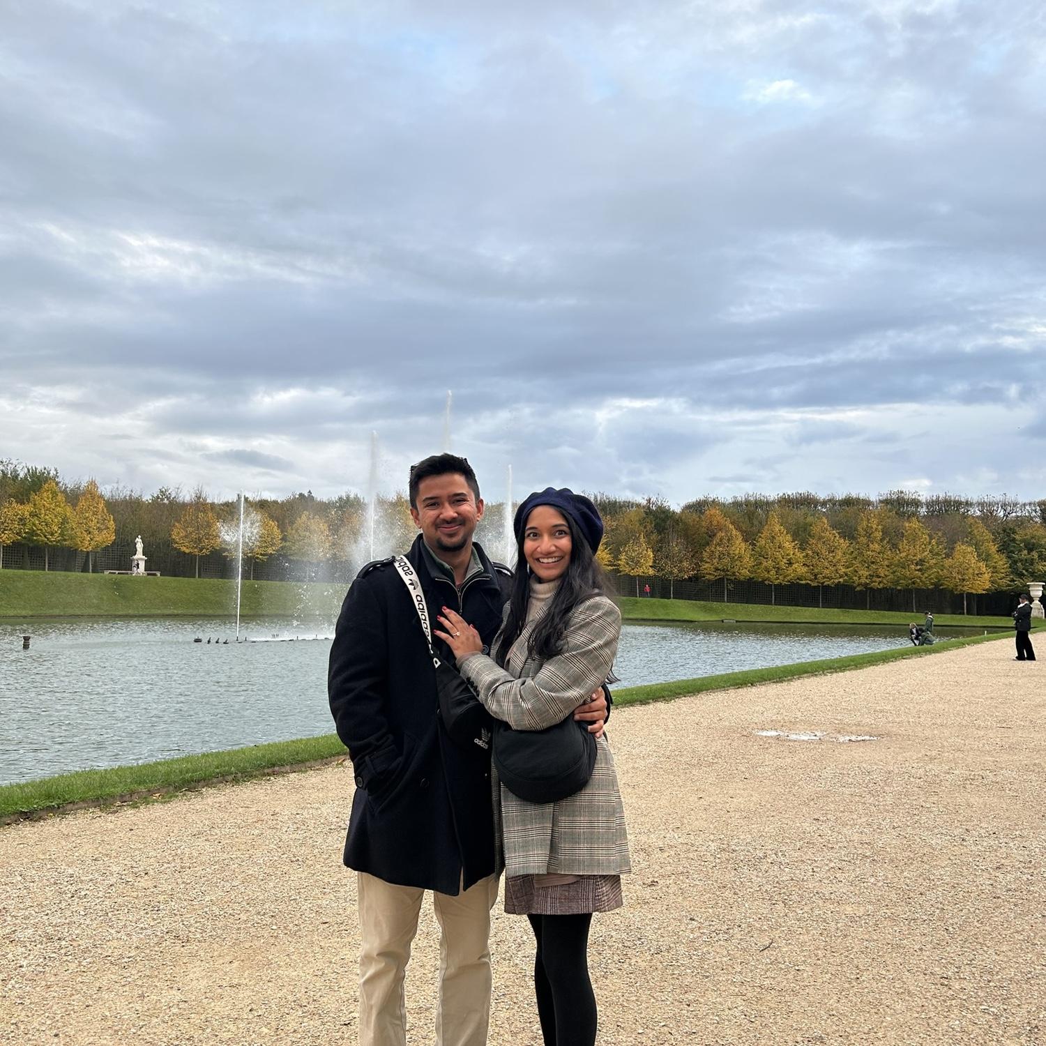 Engaged at the Versailles palace gardens in Paris!