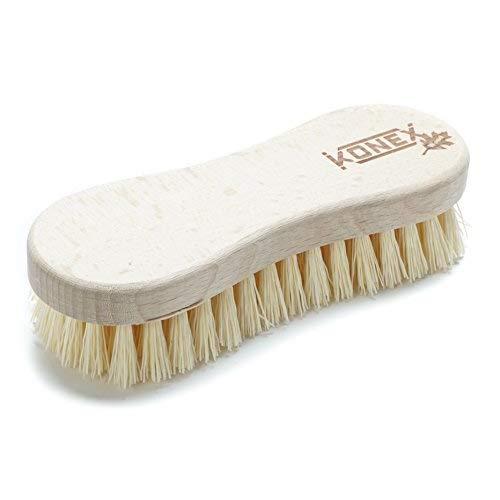 Konex Nylon Fiber Economy Utility Cleaning Brush. Heavy Duty Scrub Brush with Wood Handle. (Peanut Shaped)