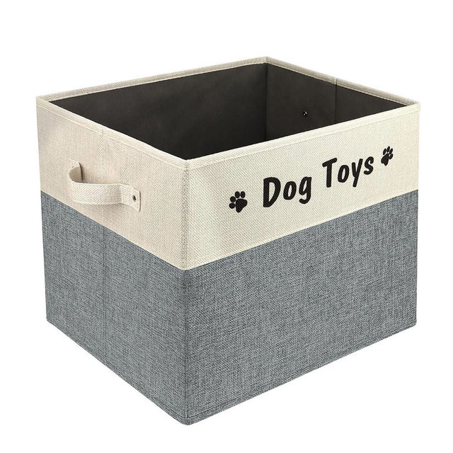 PET ARTIST Foldable Dog Toy Bin for Dog Toys Accessories - Collapsible Dog Toy Basket Storage Box for Pet Toys,Dog Coat
