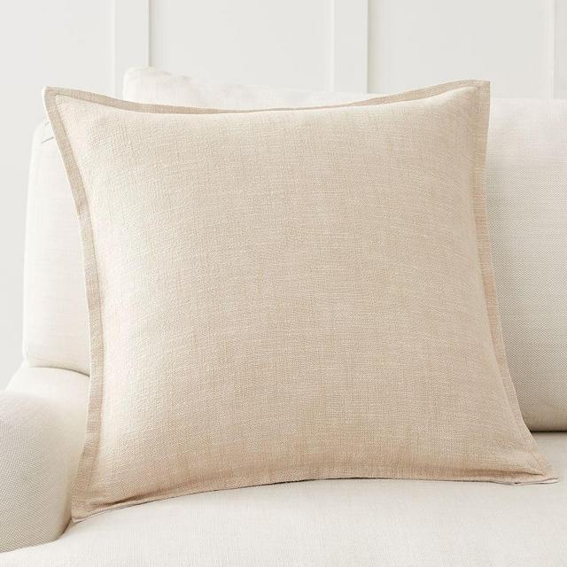 Organic Cotton Casual Reversible Pillow Cover, 20 x 20", Flax/White