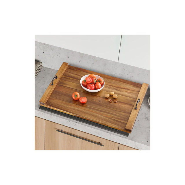 30 x 22 Inch Acacia Wood Noodle Board Stove Cover with Handles for Electric Stove Gas Stove