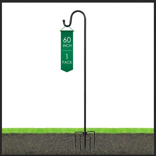 Ottsuls Shepherds Hooks for Outdoor - 60" Heavy Duty Bird Feeder Pole with 5 Prong Base, Adjustable Stand Hanger for Garden Plant, Hummingbird Feeder, Lantern Lights - Haning Wedding Decor (1 Pack)