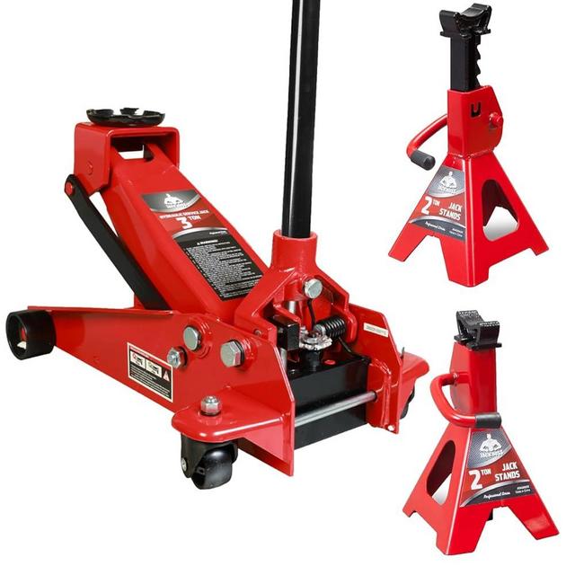 Jack Boss Floor Jack 3 Ton Capacity Fast Lift Service Jack Steel Heavy Duty Hydraulic Car Jack and Jack Stands Low Profile 2 Ton(4400 LBs) Lifting Car Stand, Fit Use for Cars Automotive Seda