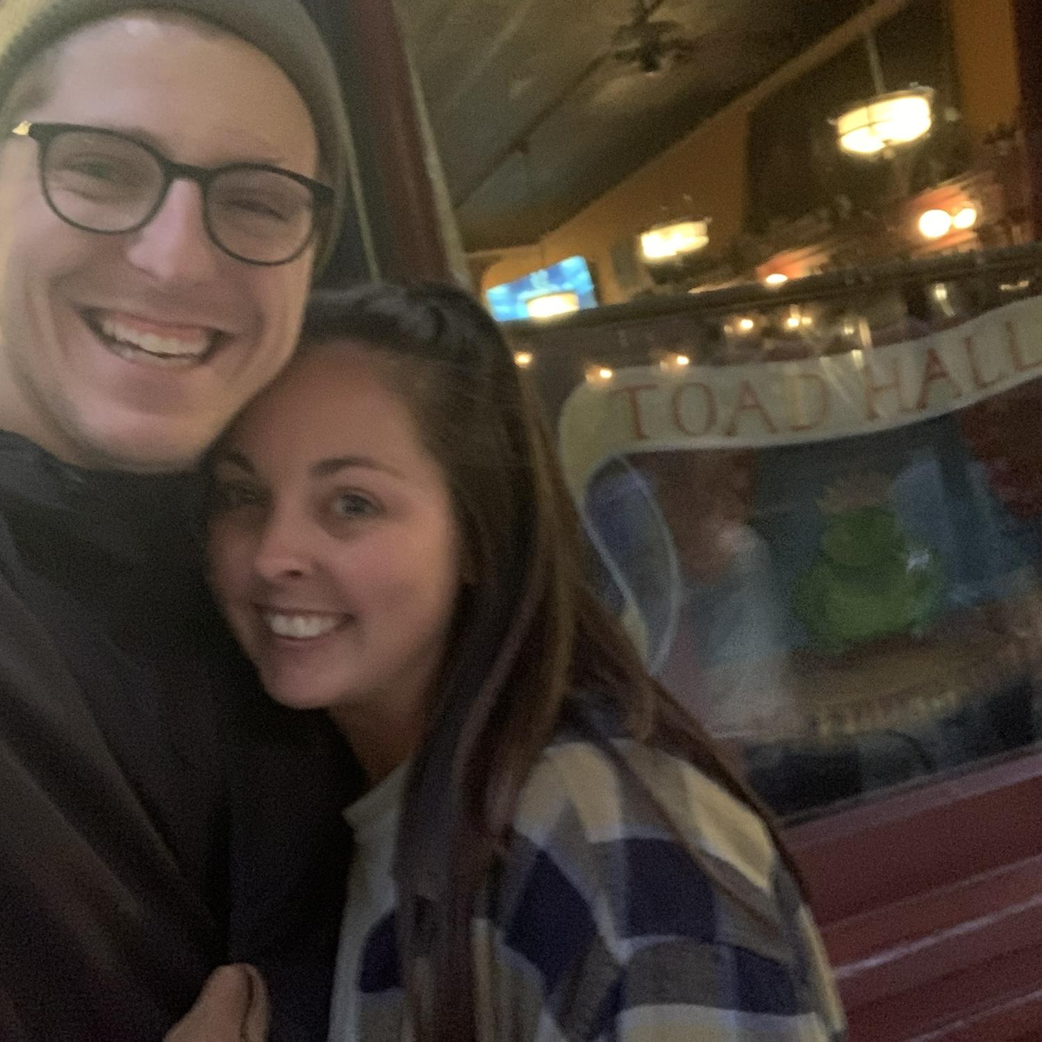 In the beginning, Nick saw a matchbook Anna had gotten in NYC years ago from a hole in the wall bar. In a weird coincidence, he had also been to that bar (pre-Anna). This is us outside that bar!