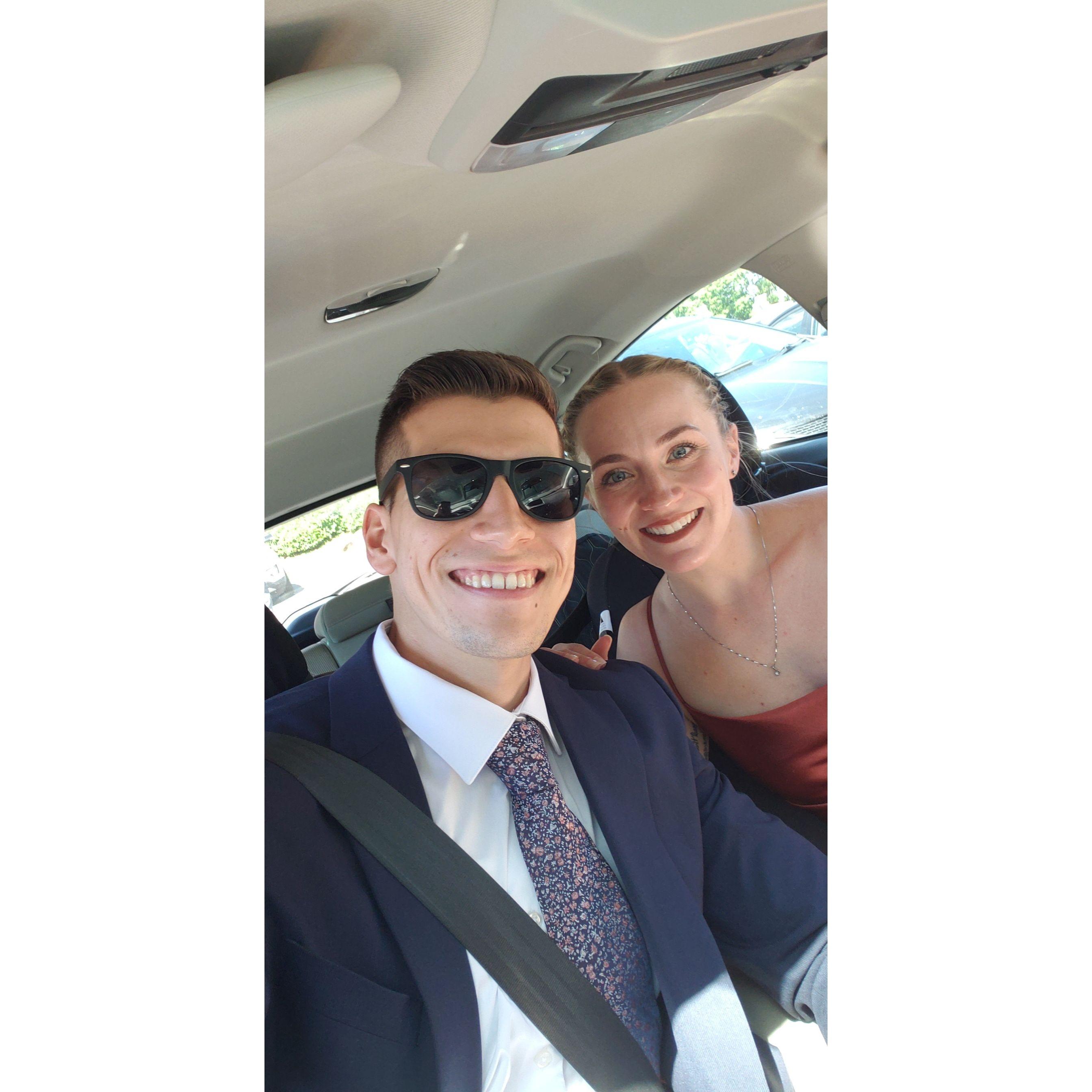 On our way to Courtney and Corey's wedding