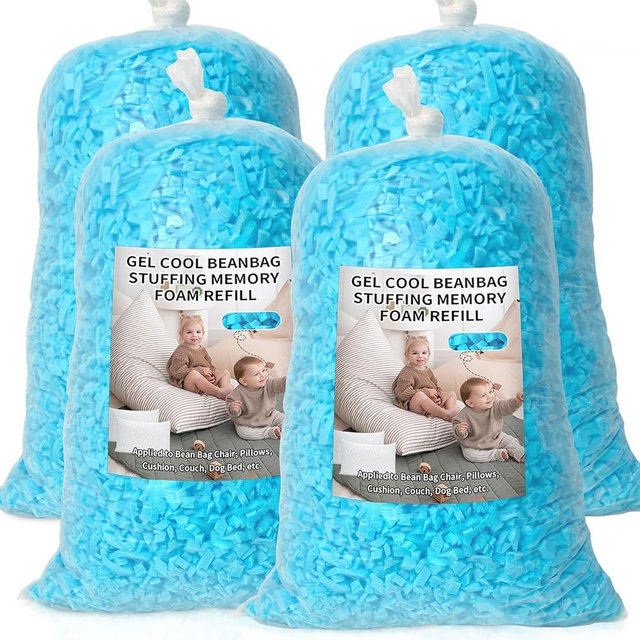 Jecqbor Bean Bag Filler, 20lbs Shredded Memory Foam Filling, Soft Pillow Stuffing Bean Bag Refill Foam for Couch, Cushion, Stuffed Animals, Dog Bed, Arts Crafts