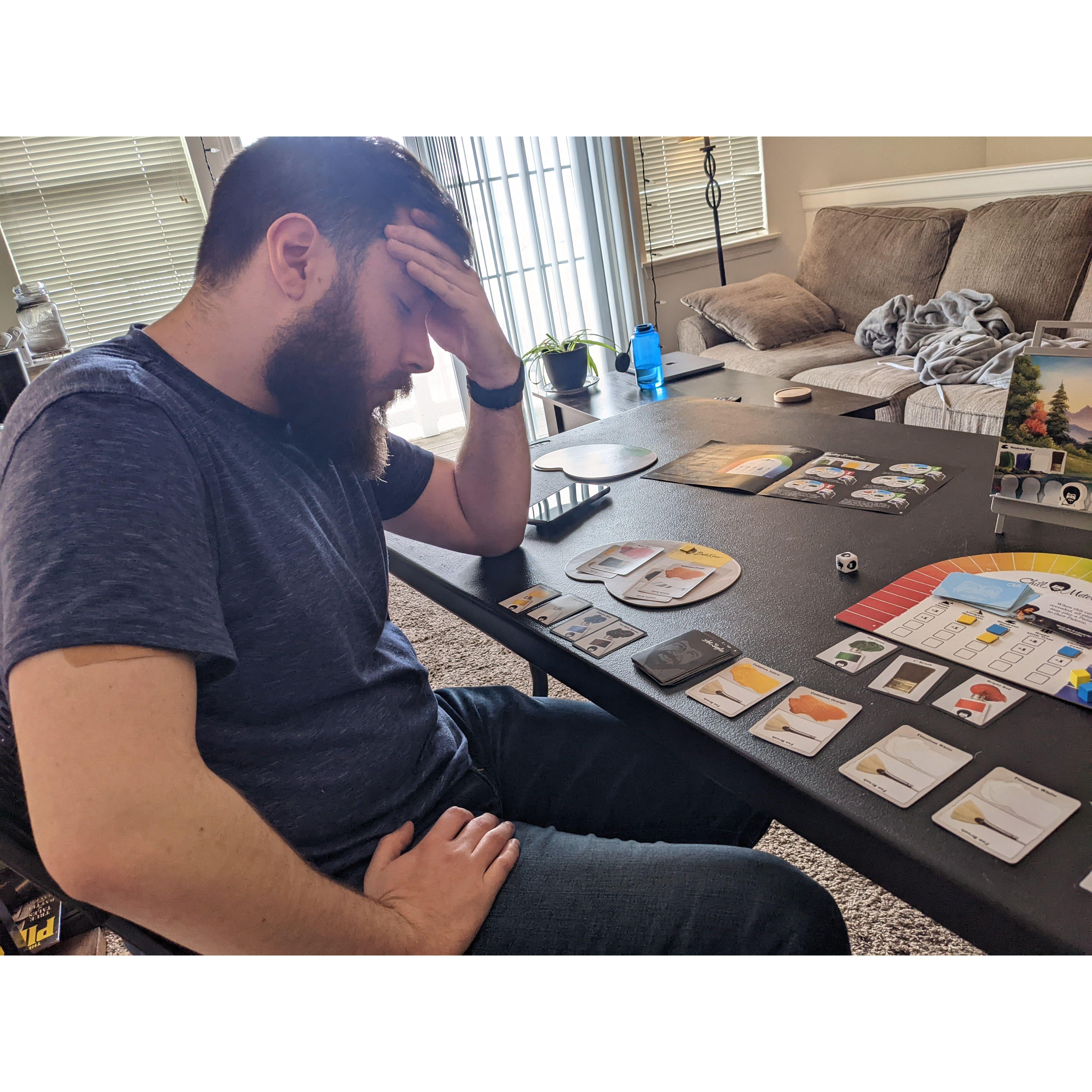 Zoe once again beat Clay at a board game