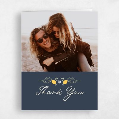 Grayed Navy, Blue Wedding Thank You - Brume Photo