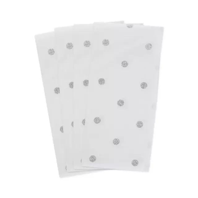 DII Polka Dot Napkins in White/Metallic Silver (Set of 4)