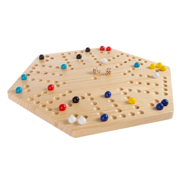 Toy Time Wooden Strategic Game Set With Board, Marbles, and Dice