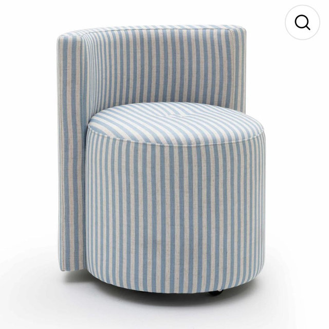 Alyssa - Striped Rolling Desk Chair - Light Blue