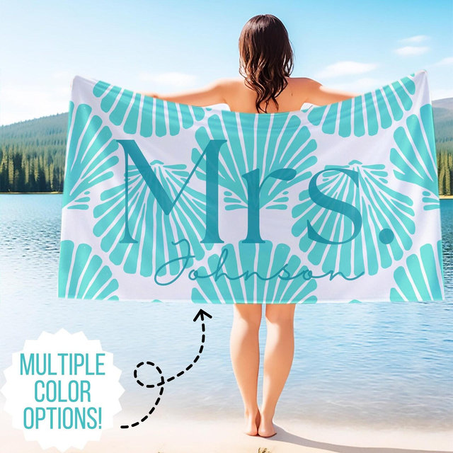 Personalized Mr Mrs Beach Towel, Mr Mrs Beach Towel, His and Hers Newlywed Gift, Just Married Gift, Honeymoon Beach Towels, Wedding Gift