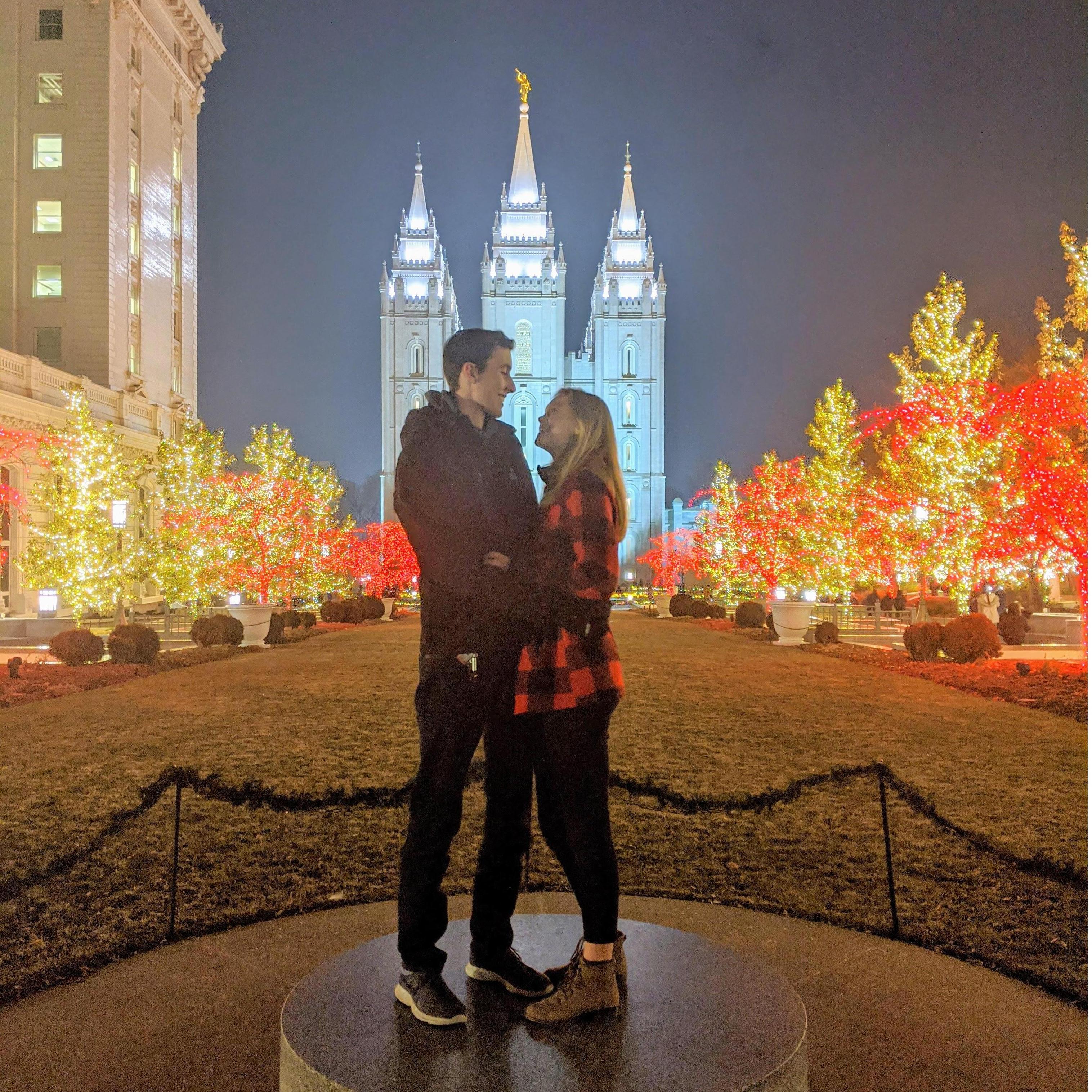 Aren't Christmas lights the best? The stranger taking our picture kept giving us instructions on how to pose. We think she did a good job!