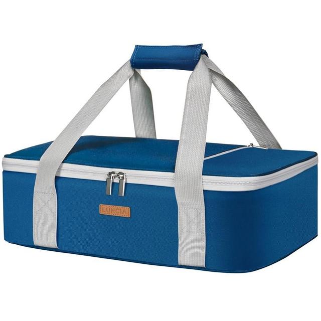 LUNCIA Insulated Casserole Carrier for Hot or Cold Food, Lasagna Lugger Tote for Potluck Parties/Picnic/Cookouts, Fits 9"×13" Baking Dish, Pure Blue