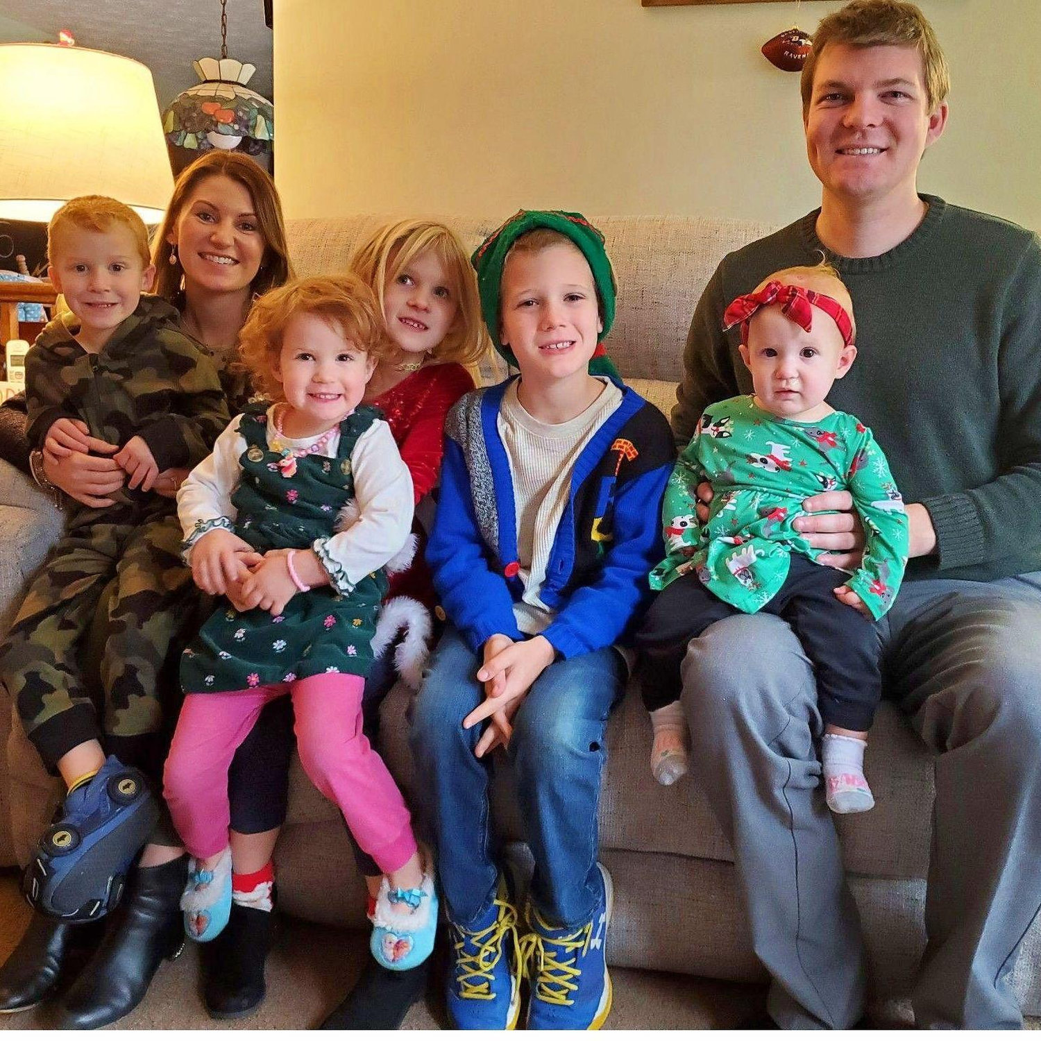 A Christmas photo with the ring bearers and flower girls