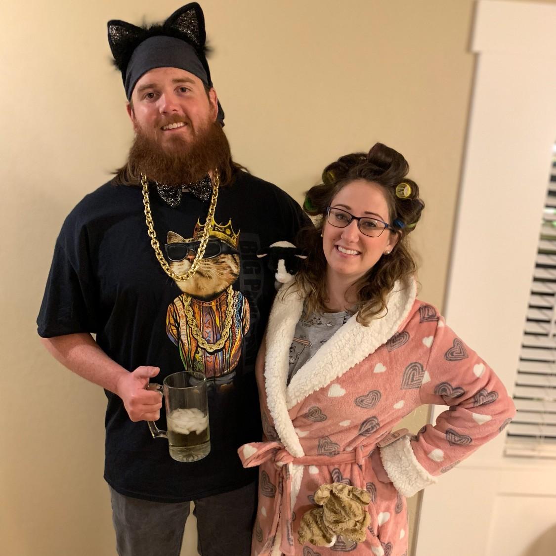 Cat lady with her favorite kitten, gansta' kitten