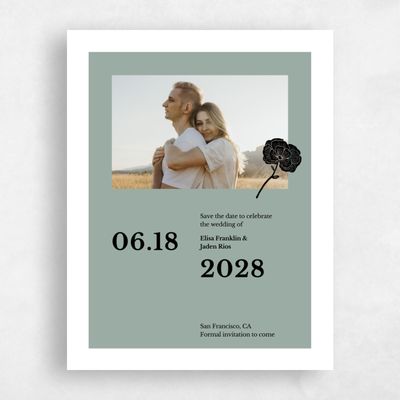 Vintage Green Wedding Save the Date - Catania Portrait
