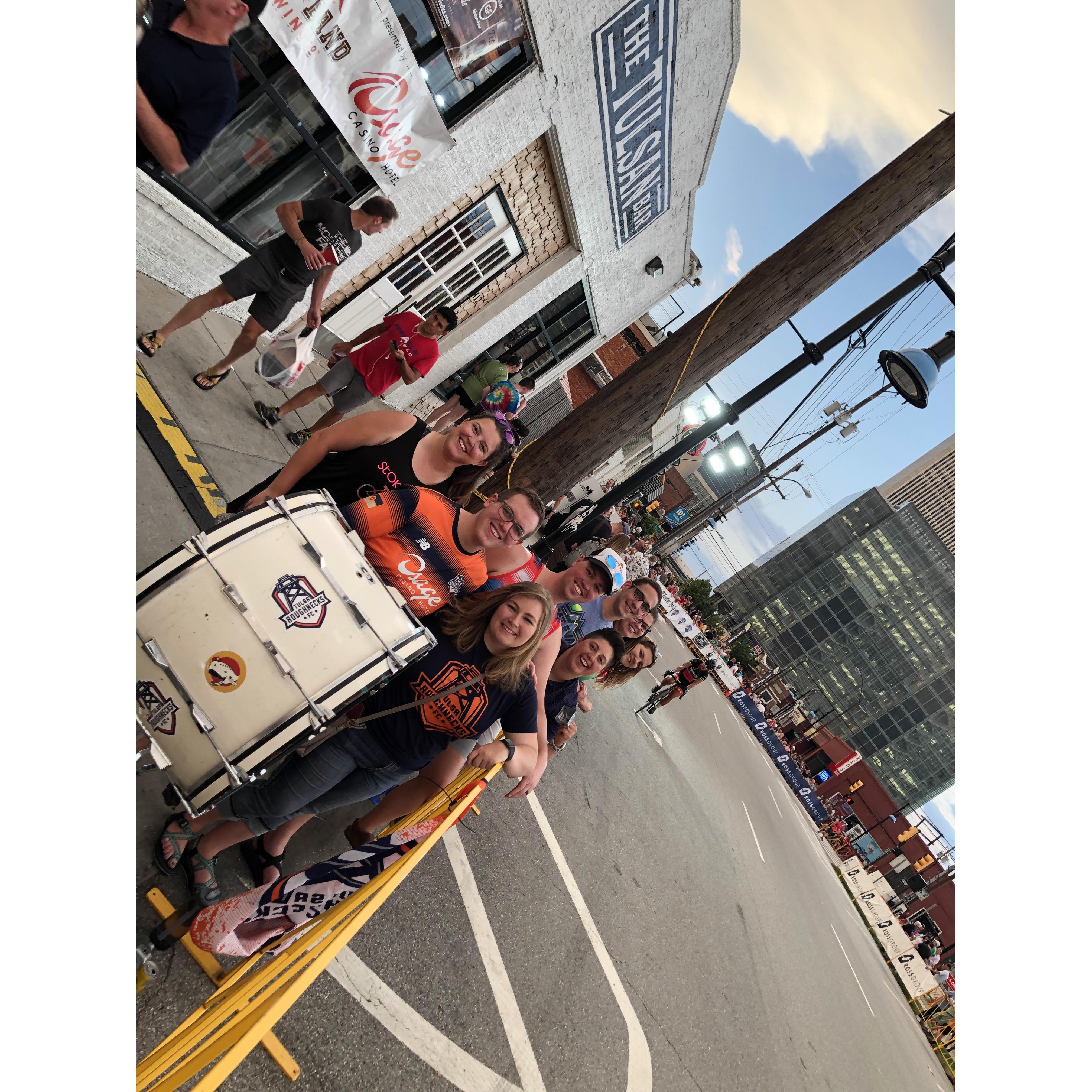 Tulsa Tough Bike Rally 2019: Tyler and Daniel played some drums to cheer on the crowd and riders!