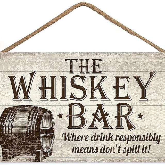 TOMATO FANQIE Vintage Whisky Bar Plaque Hanging Rustic Sign Home Bar Pub Man Cave Birthday Gift for Him 10x5 inch (US-G021)