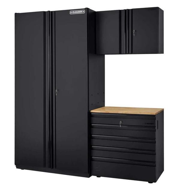 3-Piece Extra Wide Heavy Duty Welded Steel Garage Storage System in Black (74 in. W x 82 in. H x 24 in. D)