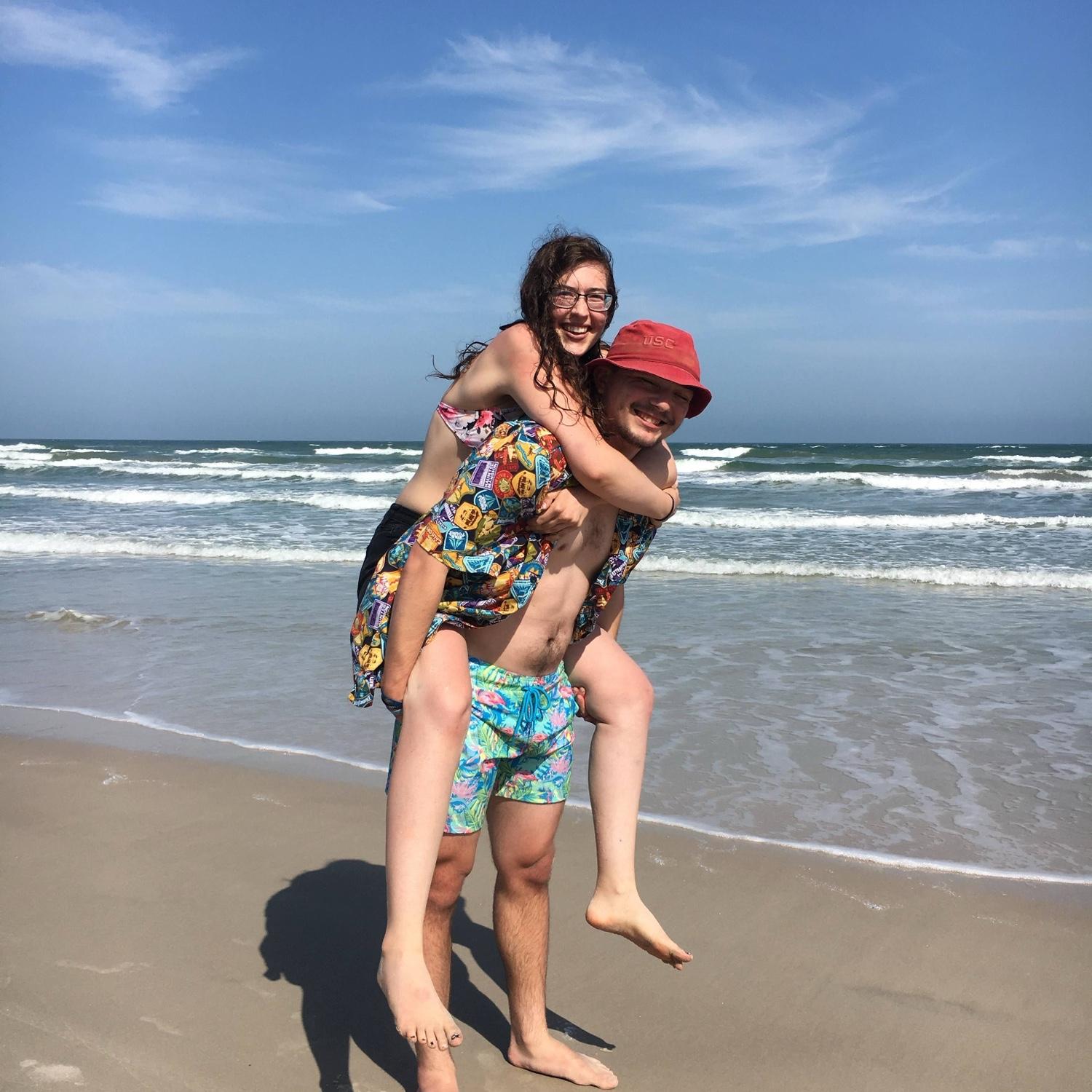 Grace loves that Brock can carry her around whenever she wants.