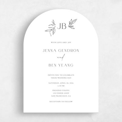 White Arch Wedding Invitation - Phippsburg Portrait