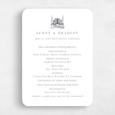 White Rounded Wedding Program - Floris