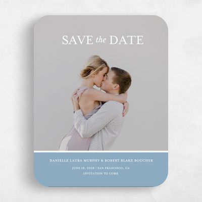 Blue Rounded Wedding Save the Date - Kalispell Portrait