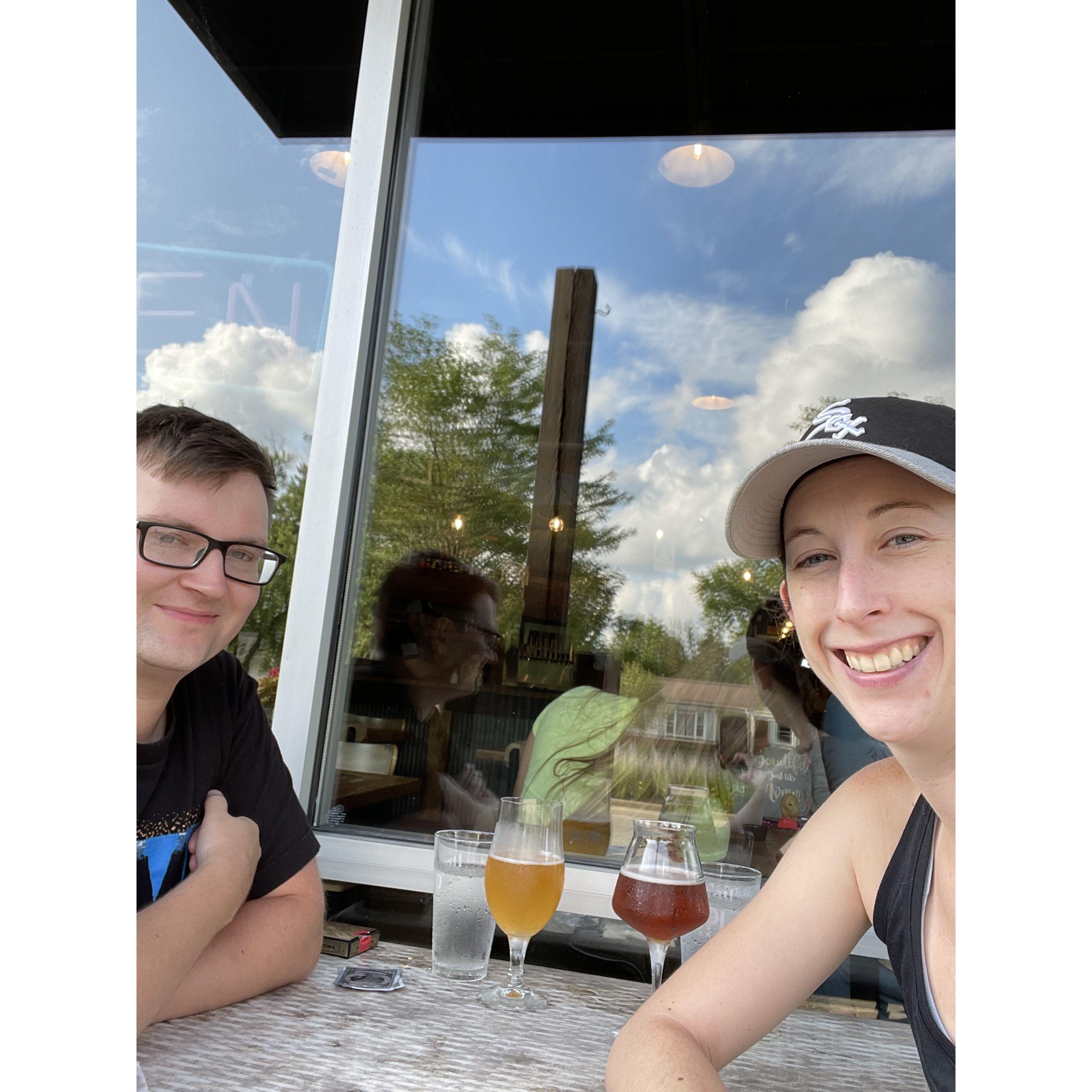 Enjoying beer and sunshine
