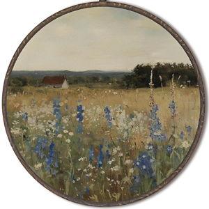 XNXLDYLH Vintage Wildflower Round Framed Wall Art Decor, Rustic Farmhouse Cottagecore Antique Hanging Wall Decor, Retro Country Landscape Floral Canvas Prints Wall Art Pictures Paintings, 10x10 Inch